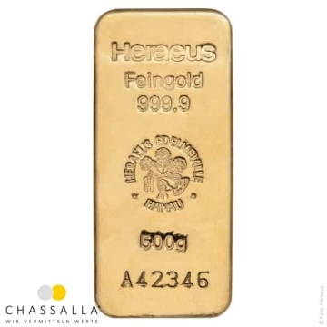 Produkt 500 Gramm Goldbarren Heraeus Foto