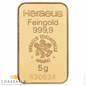 5 Gramm Goldbarren Heraeus