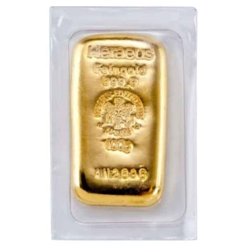 Produkt 100 Gramm Goldbarren Heraeus (gegossen) Foto