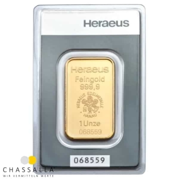 Produkt 1 Unze (31,1 Gramm) Goldbarren Heraeus Foto
