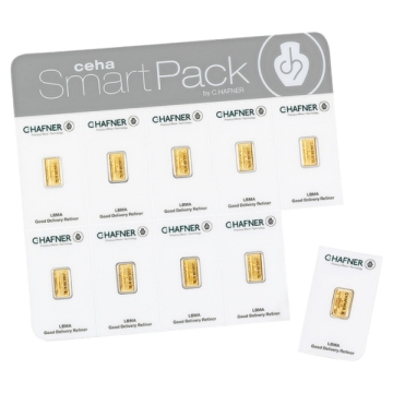 10x1 Gramm SmartPack Goldbarren C.HAFNER