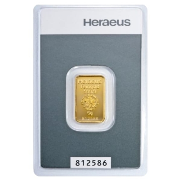 Produkt 5 Gramm Kinebar® Goldbarren Heraeus Foto