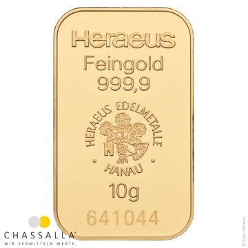 10 Gramm Goldbarren Heraeus
