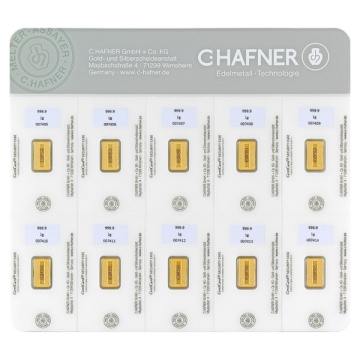 10x1 Gramm SmartPack Goldbarren C.HAFNER
