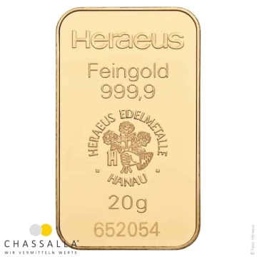 20 Gramm Goldbarren Heraeus