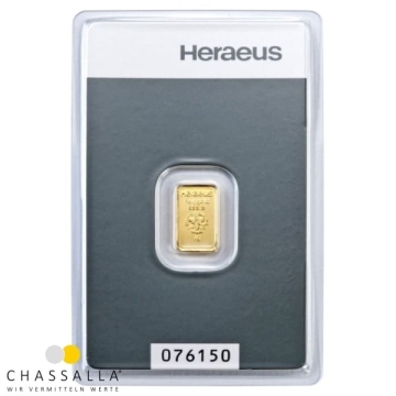 Produkt 1 Gramm Goldbarren Heraeus Foto