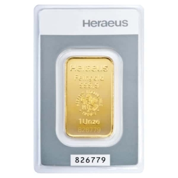 Produkt 1 Unze (31,1 Gramm) Kinebar® Goldbarren Heraeus Foto