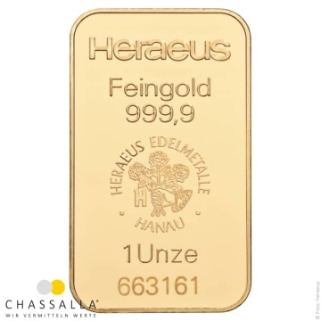1 Unze (31,1 Gramm) Goldbarren Heraeus