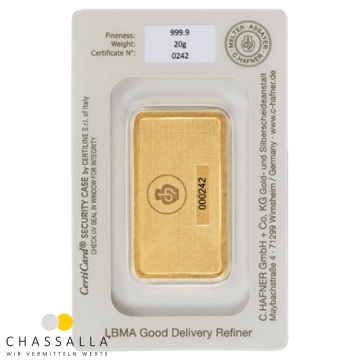 20 Gramm Goldbarren C.HAFNER