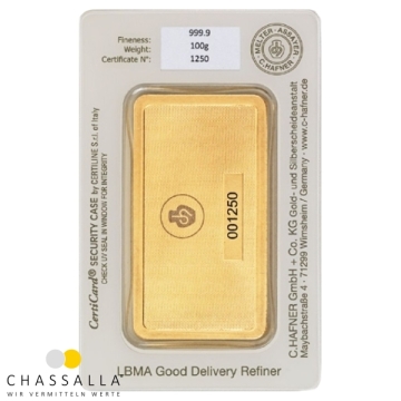 100 Gramm Goldbarren C.HAFNER