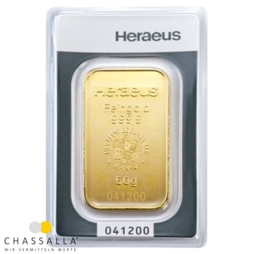 Produkt 50 Gramm Goldbarren Heraeus Foto