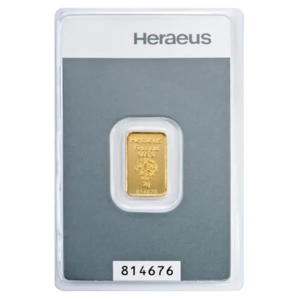 2 Gramm Kinebar® Goldbarren Heraeus