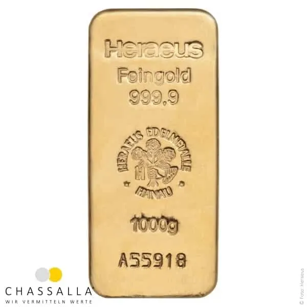 1 Kilogramm Goldbarren Heraeus