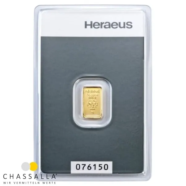 1 Gramm Goldbarren Heraeus