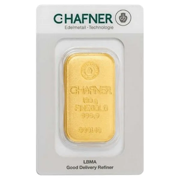 100 Gramm Goldbarren (gegossen) C.HAFNER