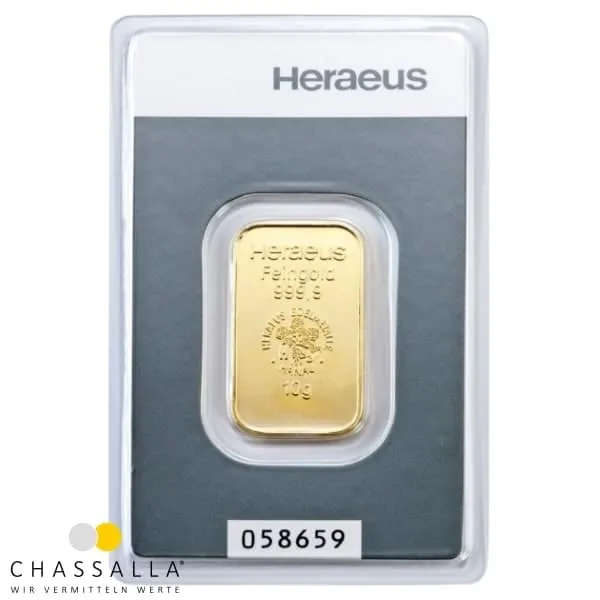 10 Gramm Goldbarren Heraeus